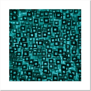 Black Squares Turquoise Haze Posters and Art